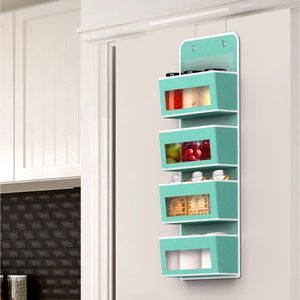 4 Pocket Over Door <b>Hanging</b> Organizer Turquoise Baby <b>Storage</b> Closet <b>Wall</b> Mount Fabric Organizer - Product Image 3