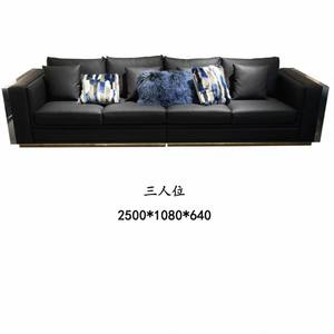 Canapés de villa royale sur mesure haut de gamme, canapé de luxe <span class=keywords><strong>3</strong></span> places, <span class=keywords><strong>suite</strong></span> de salon, canapé sectionnel en cuir véritable, meubles de salon - Product Image 5