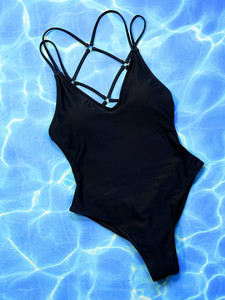 Simple Casual Solid Color High Waist Swimwear Beachwear Backless Swimwear Beachwear <b>Bikini</b> Swimwear - Product Image 3
