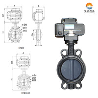 Vanne papillon électrique modulante AC 220V, commande 4-20mA, type Wafer, fonte ductile, IP67, DN50-DN500 pour eaux usées