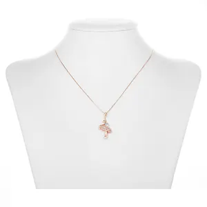 Collier en plaqué rose pour femmes, 01212, pendentif avec diamant, zircon cubique, mode, bijoux