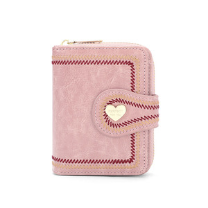 Zenos Heart Buckle Women Short Wallet Embroidery PU Leather Multi Card Slots Foldable Coin <b>Purse</b> - Product Image 1