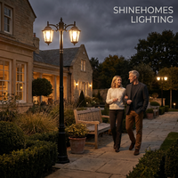 Lampadaire extérieur vintage en aluminium moulé sous pression, personnalisable, à tête simple ou double, 1,7-3,5 m, E27, pour jardin, parc communautaire