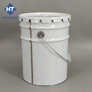 Metal Paint Pail Printed 5 Gallon/20 Liter Metal Paint Bucket Steel Drum With Flower Lid And Handle