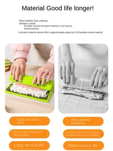 Wholesale Silicone Hand Roll Sushi Rolling Curtain Japanese Tool Easy To Clean No Mildew Mat Portable - Product Image 5