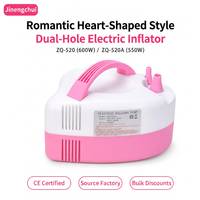 Pompe à ballons électrique à double buse en forme de cœur 600W rose ZQ-520 Outil de décoration de fête