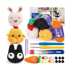 <span class=keywords><strong>Kit</strong></span> de démarrage en crochet en coton pour débutants, cadeau promotionnel, tutoriels vidéo étape par étape, motifs d'animaux pour adultes et enfants, kits DIY - Product Image 5