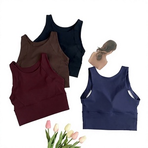 Ensemble de soutiens-gorge de sport pour femmes, lot de 3, marron, bordeaux, marine, haut d'entraînement sans manches, vêtements de fitness légers - Product Image 2