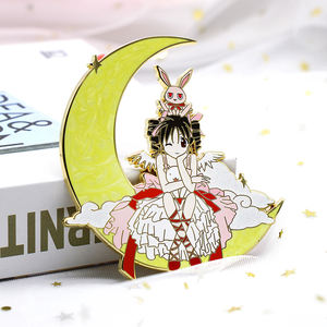 เข็มกลัดโลหะสั่งทำเข็มกลัดผู้ผลิตโลโก้ตัวการ์ตูนน่ารักหมุดเคลือบสีทองลายกุหลาบแวววาว - Product Image 1