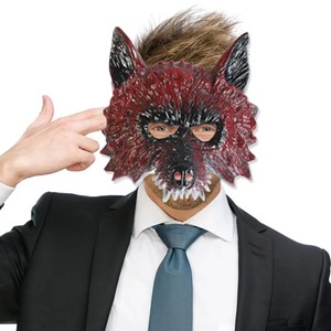 Masque de loup-garou demi-visage en plastique, accessoire de fête d'Halloween, motif animal, peinture colorée - Product Image 1