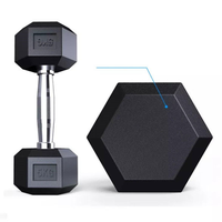 Ensemble d'haltères hexagonaux en caoutchouc noir de 25 lb avec support – Fabrication professionnelle