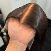 Perruque Full Lace HD 5x5 transparente, sans colle, en cheveux humains vierges Remy vietnamiens, cuticules alignées, longue, noire, pour femmes