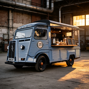 Food Truck Retrò Blu Ardesia Direttamente dalla Fabbrica con Scaffale <span class=keywords><strong>per</strong></span> Focaccia al Rosmarino, Bancone Espresso <span class=keywords><strong>per</strong></span> Art District - Product Image 1