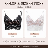 Soutien-gorge bralette sans armatures pour femme, à bonnets triangulaires en dentelle, style français, col en V, bords festonnés, bretelles en mousseline, confort quotidien, vente en gros