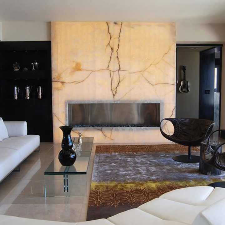 Backlit Onyx Wall Panels with Gold Veins - Translucent Marble