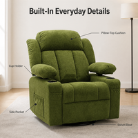 Fauteuil inclinable électrique en tissu avec rotation à 270 degrés, accoudoirs réglables indépendamment, porte-gobelet