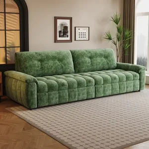 High Density Memory Foam Chenille Convertible <b>Sofa</b> Bed Modern Minimalist Living Room L-Shape Reclining Tufted Back Armless - Product Image 5