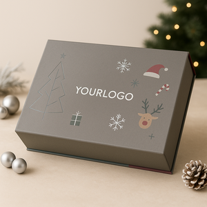 Boîte cadeau de Noël pliable en matériaux recyclés, doublure en éponge, emballage en papier rigide personnalisé, fermeture magnétique pour cadeaux de fêtes - Product Image 1