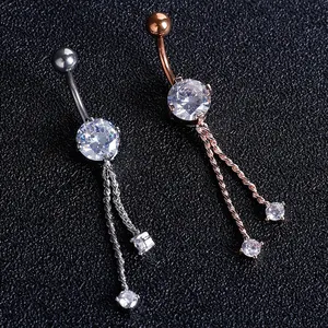 Rose Gold Silvercolor Navel Body Piercing Jewelry Beautiful Belly Button Ring Navel Dangle Body Piercing Jewelry