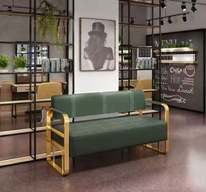 Canapé de salon de coiffure, chaise d'attente, salon de beauté, salon de coiffure, espace de repos, magasin de vêtements, réception de bureau, canapé long en acier inoxydable - Product Image 5