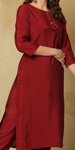 Kurta de seda pura regular para mujer con pantalones y con Dupatta para mujer producto a granel hecho a mano - Product Image 6