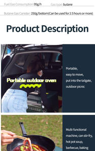 Four à pizza multifonctionnel pour l'extérieur, au <span class=keywords><strong>propane</strong></span>/butane, cuisinière de camping, 2 en 1, cassette, petit four à pâtisserie portable - Product Image 5