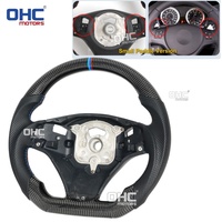 Volant en fibre de carbone véritable USA STOCK pour BMW E90 E92 E93 M3 328i 335i SSG 135i DCT avec trous pour palettes de changement de vitesse Ohc