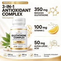 Capsules de Glutathion Marque Blanche OEM ODM Complément Alimentaire Antioxydant 350mg Glutathion Réduit avec Vitamine C 60 Capsules
