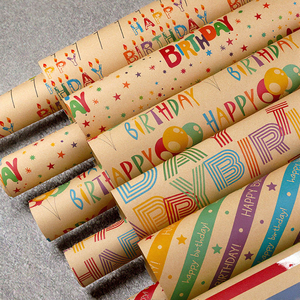 Rouleau de papier kraft pour emballage cadeau, écologique, non couché, avec motifs colorés pour fêtes et loisirs créatifs - Product Image 3