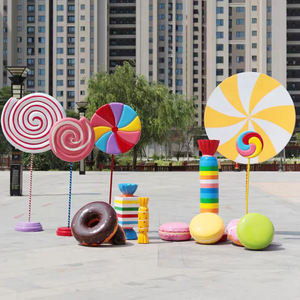 Personalizar al aire libre gran fibra de vidrio iluminado bastón de caramelo donut <span class=keywords><strong>macaroon</strong></span> accesorios Gigantes/adornos de dulces de Navidad para la decoración del centro comercial - Product Image 5