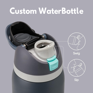 Bouteille d'eau isotherme en gros avec couvercle rabattable, gourde de sport réutilisable avec poignée et couvercle à paille, gobelet personnalisé pour enfants, tasse à café - Product Image 5