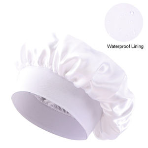<span class=keywords><strong>Bonnet</strong></span> <span class=keywords><strong>de</strong></span> <span class=keywords><strong>bain</strong></span> double couche à bords larges en satin <span class=keywords><strong>de</strong></span> soie pour cheveux <span class=keywords><strong>Bonnet</strong></span> <span class=keywords><strong>de</strong></span> douche imperméable pour les filles Spa Home Salon Use - Product Image 2