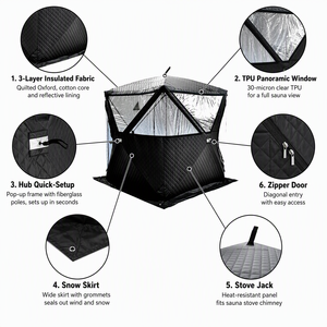 Tenda Sauna Portatile da Esterno con Foro per Stufa, Tenda Sauna Esagonale a Legna per <span class=keywords><strong>Campeggio</strong></span> <span class=keywords><strong>Invernale</strong></span> in Famiglia - Product Image 5