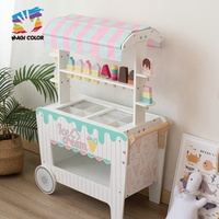 Jeu de courses populaire pour enfants, maison de jeu, chariot de crème glacée en bois, jouet W10A178