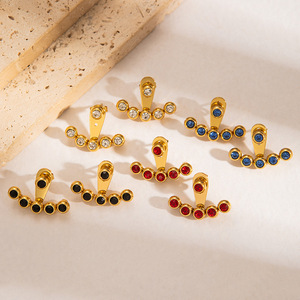 EH174 Colorful Stainless Steel <b>Stud</b> <b>Earrings</b>, <b>Small</b> Minimalist Niche Design Ear Jewelry for Women Wholesale - Product Image 6