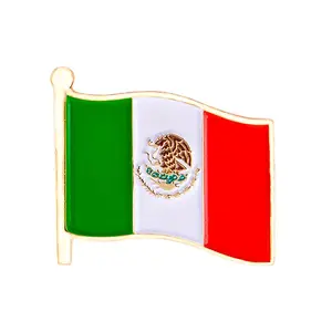 Groothandel Goedkope Aangepaste Metalen Nationale Mexico Vlag Revers Pin Badge Bulk Land Mexicaanse Emaille Pin Voor Souvenir