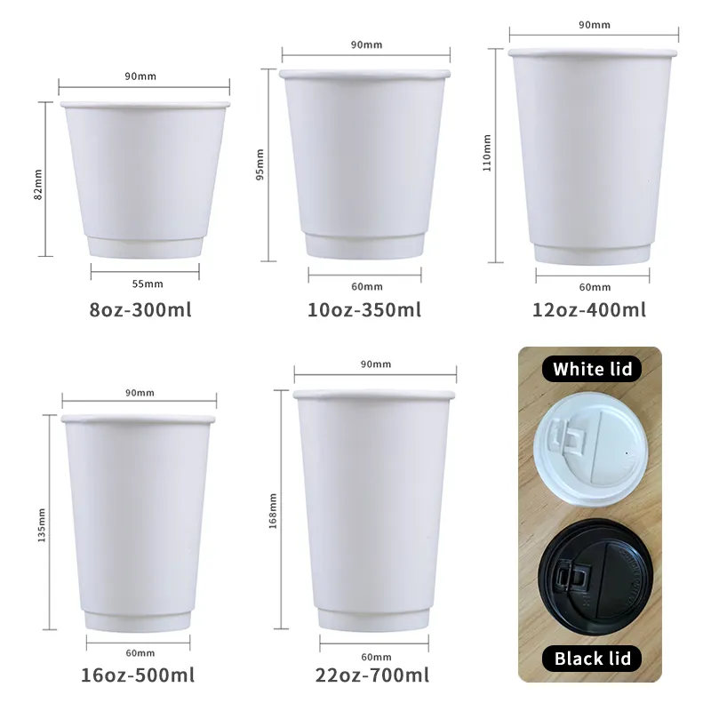 Double Wall Paper Cup For Hot Drink 8oz 10oz 12oz 16oz 22oz custom logo coffee paper cup