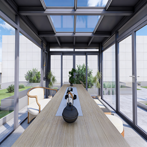 Hochwertiges Maßgefertigtes Modernes Design 4-Jahreszeiten-Glashaus Doppelt Gehärtetes Doppelverglastes Low-E Freistehende Dach- und Wand-Wintergärten - Product Image 4