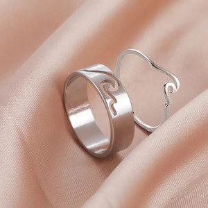 Onda do mar Anéis para Mulheres Homens Anel de Aço Inoxidável Moda Jóias Casal Paired Finger Band Surfing Lover Birthday Gift - Product Image 1