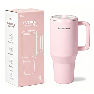 EVEPURE Vaso Térmico de Doble Pared con Aislamiento al Vacío de 40 oz, con Asa, Pajita Abatible, Antiderrames, de Acero Inoxidable con Base de Goma - Product Image 1