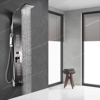 Promotion Panneaux de douche thermostatiques pour salle de bain avec jets de pluie, jets de massage doux, finition chrome poli céramique et mitigeur de douche à commande numérique