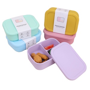 Bán buôn Tùy chỉnh hình chữ nhật cấp thực phẩm Silicone Hộp Bento bpa-miễn phí lò vi sóng ăn trưa lưu trữ <span class=keywords><strong>container</strong></span> - Product Image 1