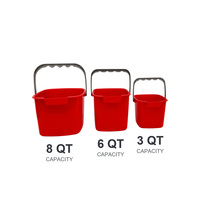 Ember Utilitas Merah 3 Quart yang Tahan Lama dan Ringan dengan Pegangan Kokoh, Terbuat dari Bahan PP, Ember Pembersih untuk Penggunaan Rumah Tangga Sehari-hari
