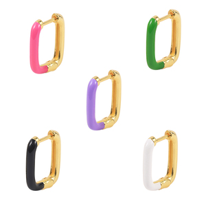 ROXI Boucles d'oreilles créoles en forme de U en argent S925 plaqué or 18 carats avec émail multicolore - Product Image 1
