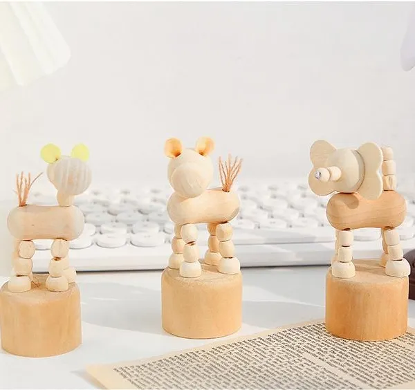 Produk baru 2024 mainan hewan mini warna kayu asli dekorasi rumah desktop mainan pendidikan lucu kreatif untuk anak-anak