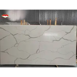 Calacata Quartz blanc pierre de Quartz artificielle dalle de Quartz veine grise blanche pour comptoir de cuisine