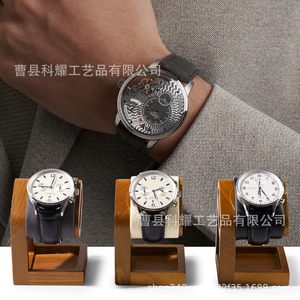 Wooden Watch Stand <b>Desktop</b> Display Rack Rectangle Shape Brown Simple Style Single Layer Watch <b>Shelf</b> - Product Image 3