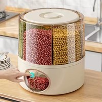 Distributeur Rotatif de Grains de Qualité Alimentaire, Transparent, Scellé, Multi-Compartiments, Anti-Insectes