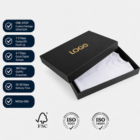 Boîte cadeau rigide noire de luxe personnalisée en gros avec couvercle pour vêtements, t-shirts, sous-vêtements, chaussettes, emballages en papier
