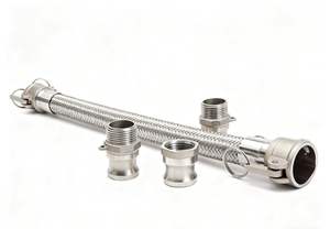 304 selang <span class=keywords><strong>Stainless</strong></span> <span class=keywords><strong>Steel</strong></span> pipa bergelombang, pipa uap selang kepang tipe kopling cepat industri baja tahan karat - Product Image 5